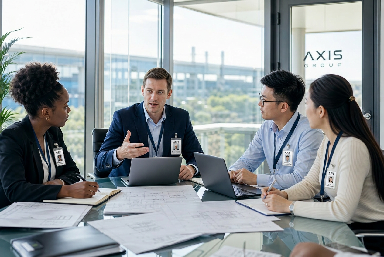 AXIS GROUP corporate team collaborating in the office