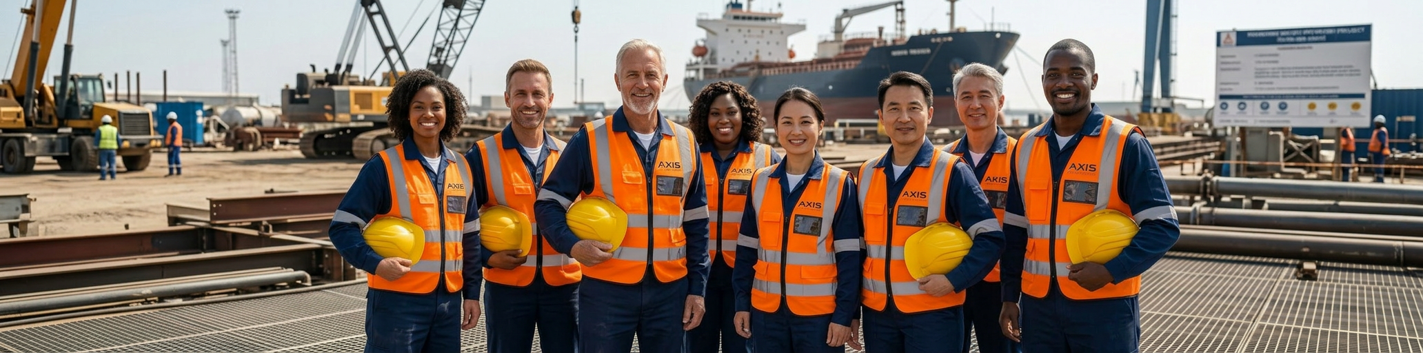 AXIS GROUP field engineering team in branded uniforms on site